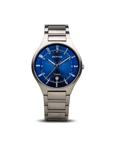 Reloj Bering Titanium 11739-707 Elegancia minimalista con materiales premium. Caja de titanio de 39 mm, esfera azul tipo sunray 