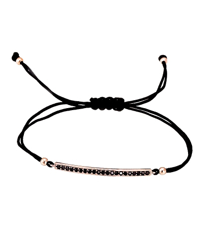 Pulsera de plata de primera ley (925) chapada en oro rosa de 18kt y espinela negra sintética.