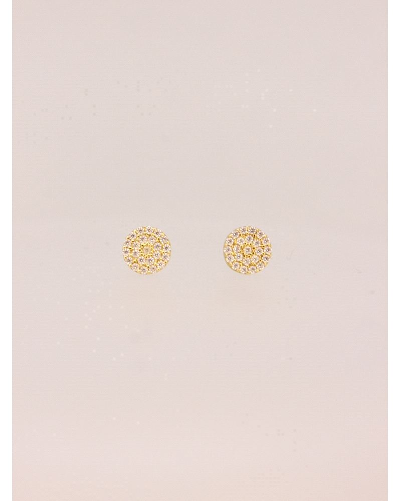 <P>Pendientes de oro amarillo de 18kts tipo boton con circonitas blancas.</P>
<P>Cierre de presión.</P>
<P>Medida: 6 mm de dia