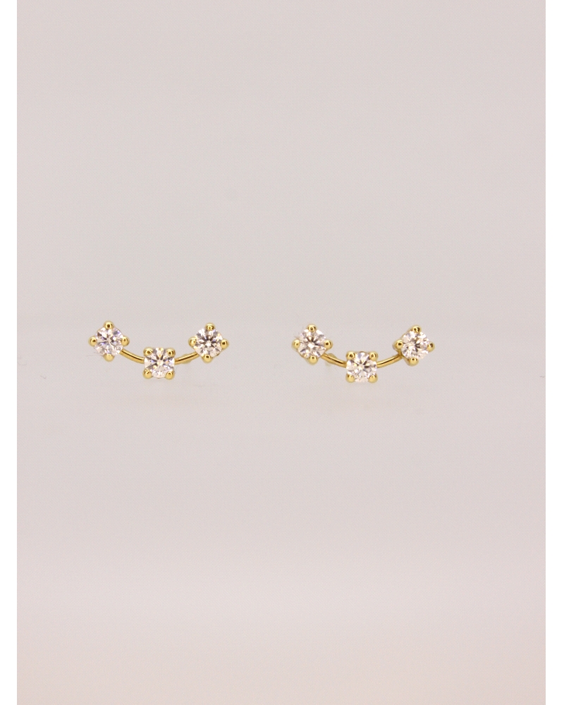 <P>Pendienetes trepador de oro amarillo de 18 kts con circonitas blancas.</P>
<P>Cierre de presión.</P>
<P>Medida 12mm de larg