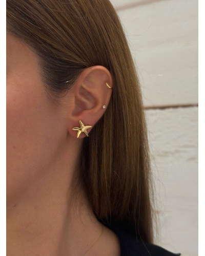 <P>Pendientes de oro de 18kts con forma de estrella.</P>
<P>Cierre de presión.</P>
<P>Medida: 15 x 17 mm.</P>