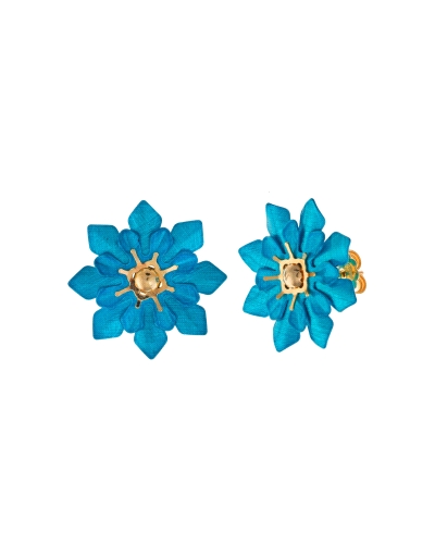 <P>Pendientes de plata de primera ley (925) esmaltados en color turquesa y centro con baño de oro amarillo en forma de flor.</P>