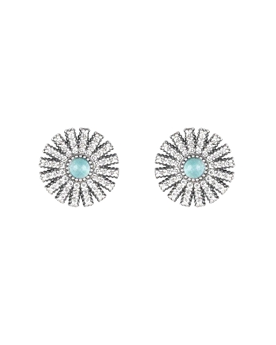<P>Pendientes de plata de primera ley (925) con circonitas blancas y azul claro.</P>
<P>Cierre de presión.</P>
<P>Medida: 12,5