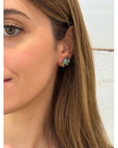 <P>Pendientes de plata de ley 925, calcedonia, citrino, cuarzo pink fantasy y circonitas.</P>
<P>Cierre de presión.</P>
<P>Med