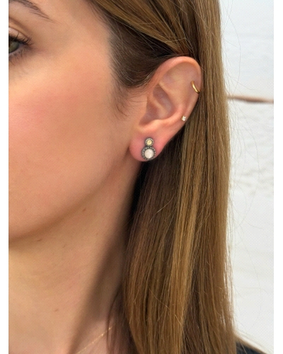 <P>Pendientes de plata de primera ley (925) con lamina de oro y cuarzo rosa.</P>
<P>Cierre de presión.</P>
<P>Medida: 13 x 8,5