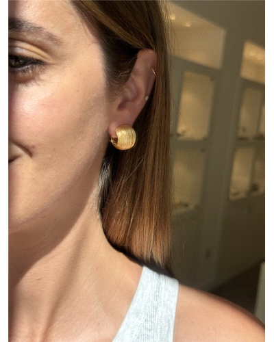 <P>Pendientes de plata de primera ley (925) con baño de oro amarillo.</P>
<P>Cierre de presión.</P>
<P>Medida: 19 mm diametro 