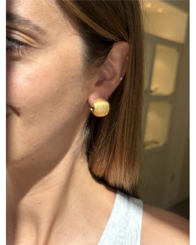 <P>Pendientes de plata de primera ley (925) con baño de oro amarillo.</P>
<P>Cierre de presión.</P>
<P>Medida: 19 mm diametro 