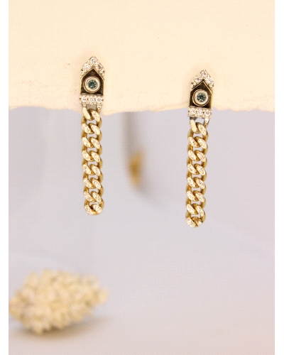 Pendientes de plata de ley ( 925) con laminas de oro. Cierre de presión.