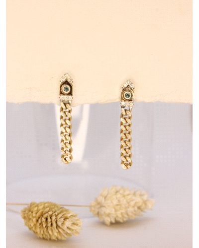 Pendientes de plata de ley ( 925) con laminas de oro. Cierre de presión.