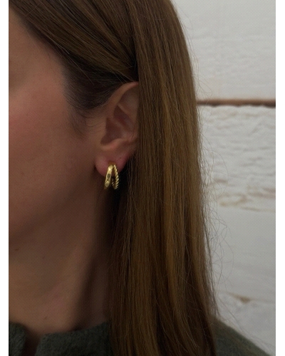 <P>Pendientes de plata de primera ley (925) bañados en oro amarillo de 18kt.</P>
<P>Cierre de presión.</P>
<P>Dimensiones de l