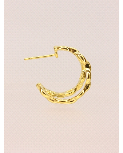 <P>Pendientes de plata de primera ley (925) bañados en oro amarillo de 18kt con circonita blanca.</P>
<P>Cierre de presión.</P>