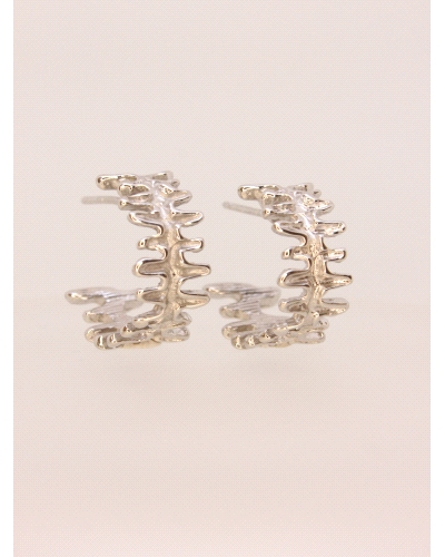 <P>Pendientes de plata de primera ley (925) con baño de rodio.</P>
<P>Cierre de presión.</P>
<P>Medida: 1,8 cm diametro exteri