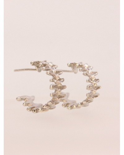 <P>Pendientes de plata de primera ley (925) con baño de rodio.</P>
<P>Cierre de presión.</P>
<P>Medida: 1,8 cm diametro exteri