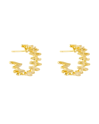 <P>Pendientes de plata de primera ley (925) bañados en oro amarillo de 18kt.</P>
<P>Cierre de presión.</P>
<P>Medida: 1,8 cm d