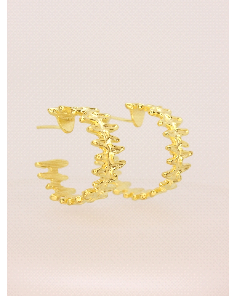 <P>Pendientes de plata de primera ley (925) bañados en oro amarillo de 18kt.</P>
<P>Cierre de presión.</P>
<P>Medida: 2,4 cm d