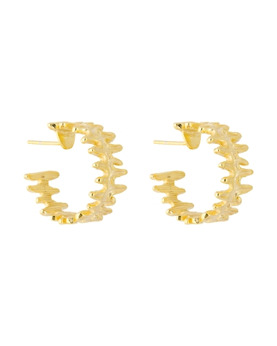 <P>Pendientes de plata de primera ley (925) bañados en oro amarillo de 18kt.</P>
<P>Cierre de presión.</P>
<P>Medida: 2,4 cm d