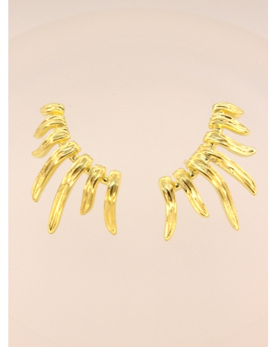 <P>Pendientes de plata de primera ley (925) bañados en oro amarillo de 18kt.</P>
<P>Cierre de presión.</P>
<P>Dimensiones de l