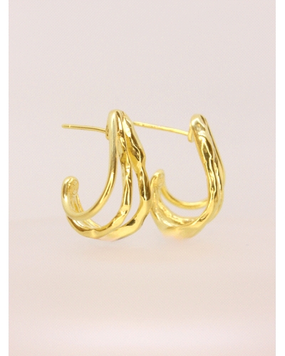 <P>Pendientes de plata de primera ley (925) bañados en oro amarillo de 18kt.</P>
<P>Cierre de presión.</P>
<P>Medida: 2,5 x 1,