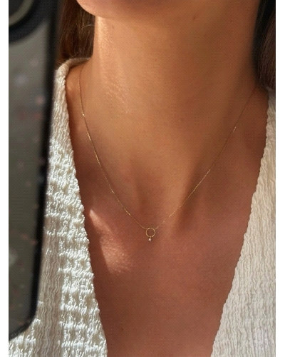 <P>Collar de oro amarillo 9k y 1 diamante natural.</P>
<P>Medida: Colgante 9 x 6,5 mm</P>
<P>Largo cadena: 40- 42 cm<BR></P>