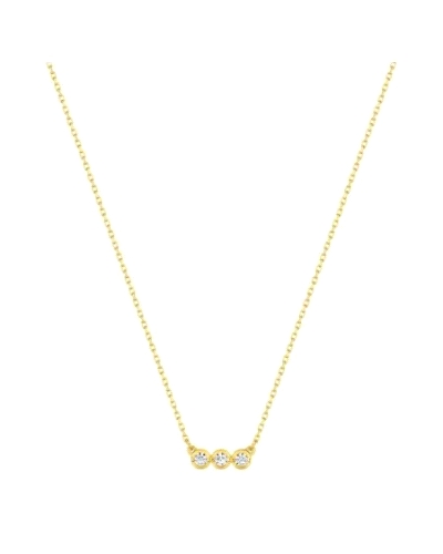 <P>Collar de oro amarillo 9k y 3&nbsp;circonitas.</P>
<P>Medida de colgante: 3 x&nbsp;9 mm</P>
<P>Largo cadena: 40- 42 cm<BR><