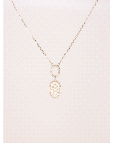 <P>Collar de oro blanco 9k y circonitas.</P>
<P>Medida: Colgante 5 x 7,5 mm</P>
<P>Largo cadena: 40- 42 cm</P>