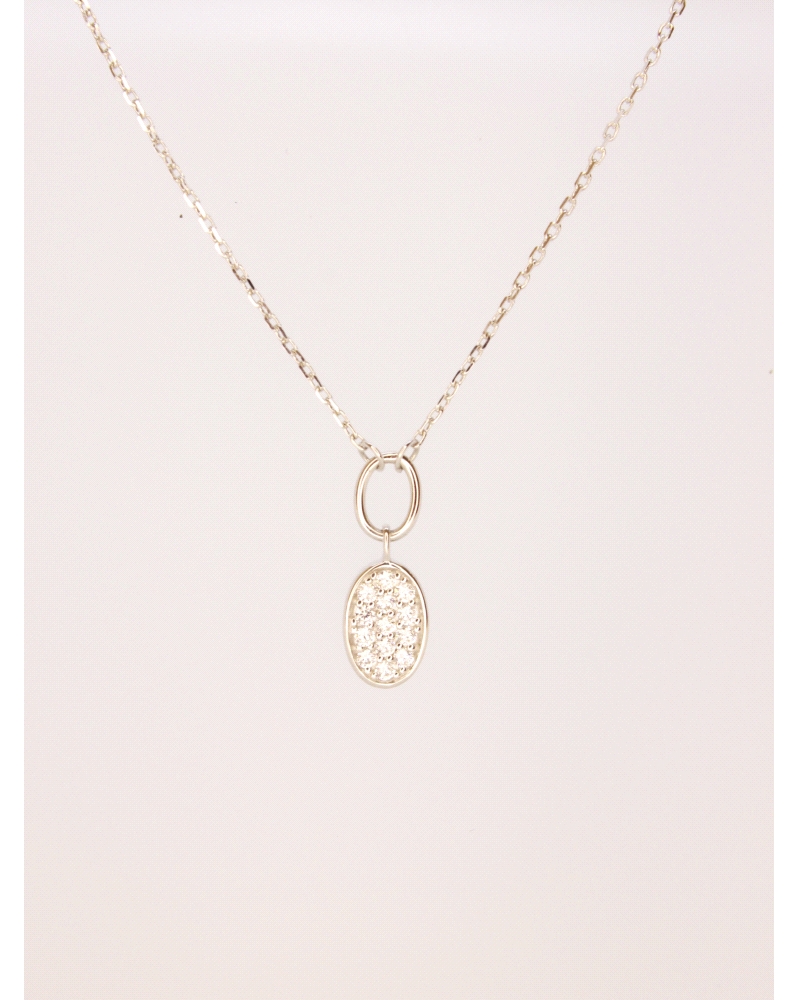 <P>Collar de oro blanco 9k y circonitas.</P>
<P>Medida: Colgante 5 x 7,5 mm</P>
<P>Largo cadena: 40- 42 cm</P>