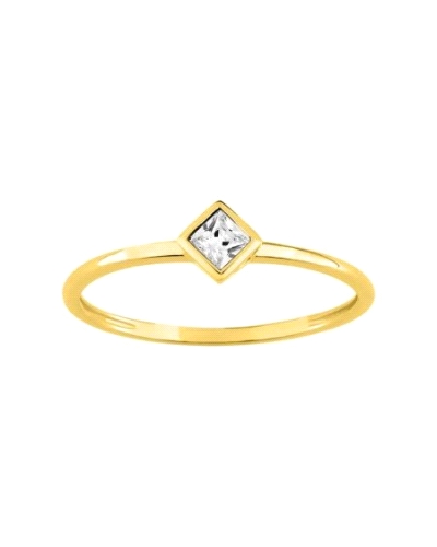 Anillo de oro amarillo de 9 quilates con una circonita blanca en talla cuadrada.<BR><BR>Si necesitas una talla distinta a la ind