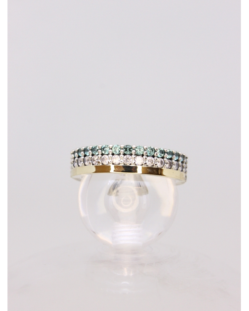 <P>Anillo de plata de ley (925) y láminas de oro macizo. </P><BR>
<P>Espinelas verdes.</P><BR>
<P>Si necesitas una talla disti