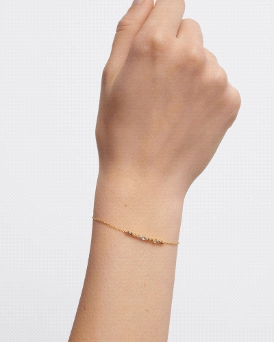 Pulsera cadena adornada con circonitas multicolor con tamaños y formas diferentes