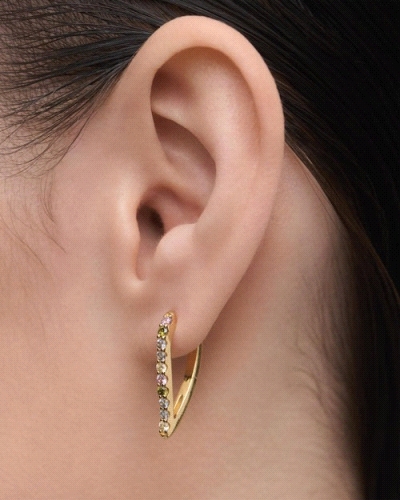 Aros geométricos con forma ovalada y circonitas de colores