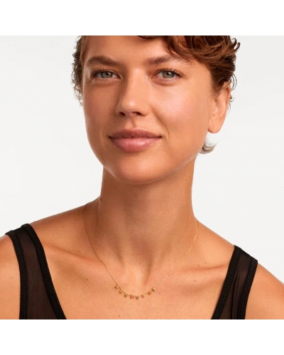 Collar cadena de plata bañada en oro con ocho colgantes de circonitas cúbicas multicolores