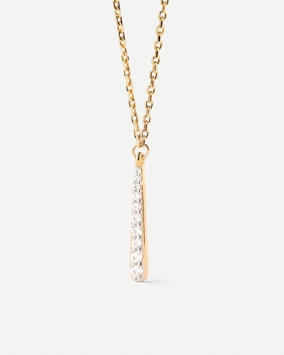 Collar cadena delicada con colgante largo adornado con circonitas en forma de gota