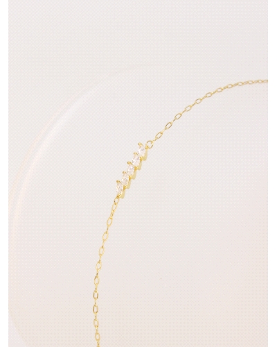 Pulsera de oro amarillo 9k y circonitas blancas.<BR><BR>Medida: 16,5 - 18 cm<BR><BR><BR>