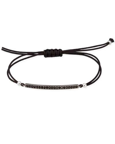 Pulsera de plata de primera ley (925) con baño de rutenio y circonita negra.