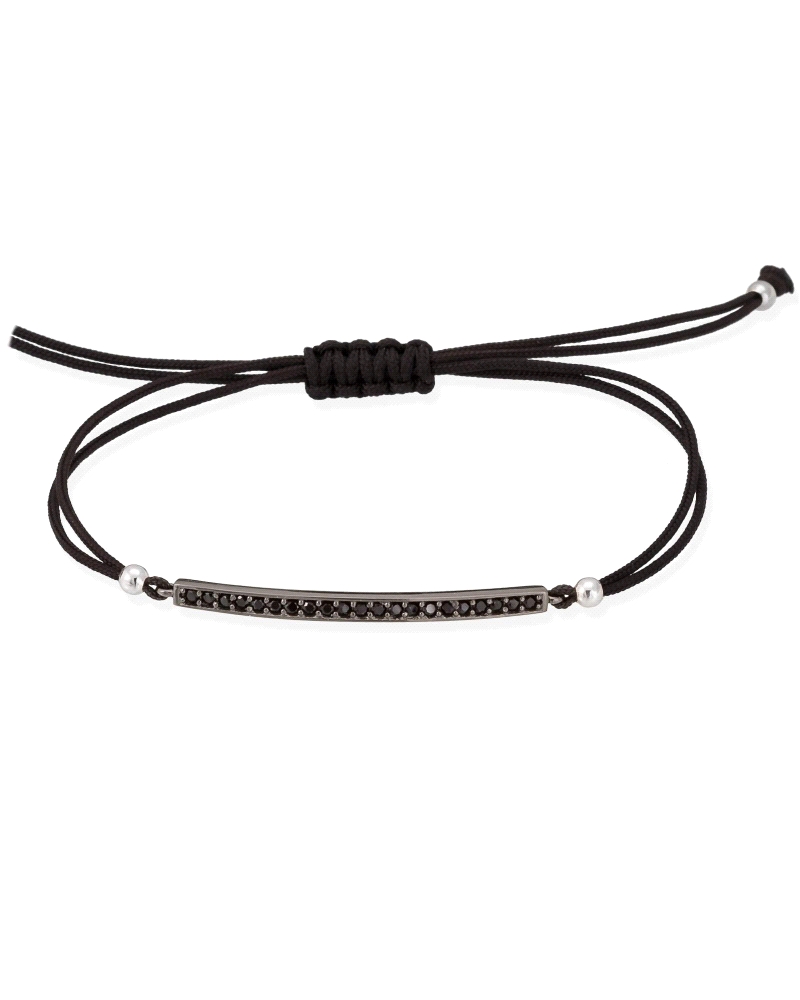 Pulsera de plata de primera ley (925) con baño de rutenio y circonita negra.
