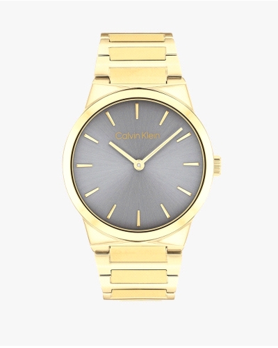 El Calvin Klein CK 25100082 Linear Elegance es un reloj de cuarzo para mujer en acero inoxidable dorado, con caja redonda de 36 