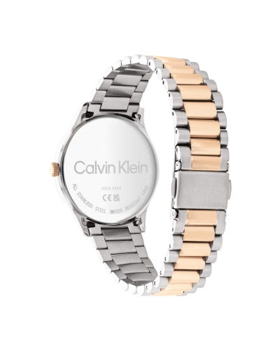 El Calvin Klein CK 25200044 Iconic es un reloj de cuarzo para mujer, bicolor (acero y oro rosa), con caja redonda de 35 mm, esfe