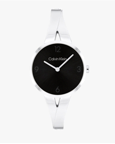 El Calvin Klein CK 25100026 Joyful es un reloj de cuarzo para mujer en acero inoxidable plateado, con caja redonda de 30 mm, esf