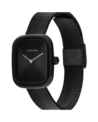 El Calvin Klein CK 25100100 Adore es un reloj de cuarzo para mujer en acero inoxidable negro con diseño minimalista, caja cuadra