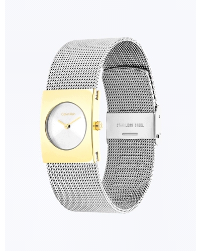 El reloj Calvin Klein CK 25100139 'Pulse' es un elegante modelo minimalista para mujer, con un distintivo diseño bicolor: caja c