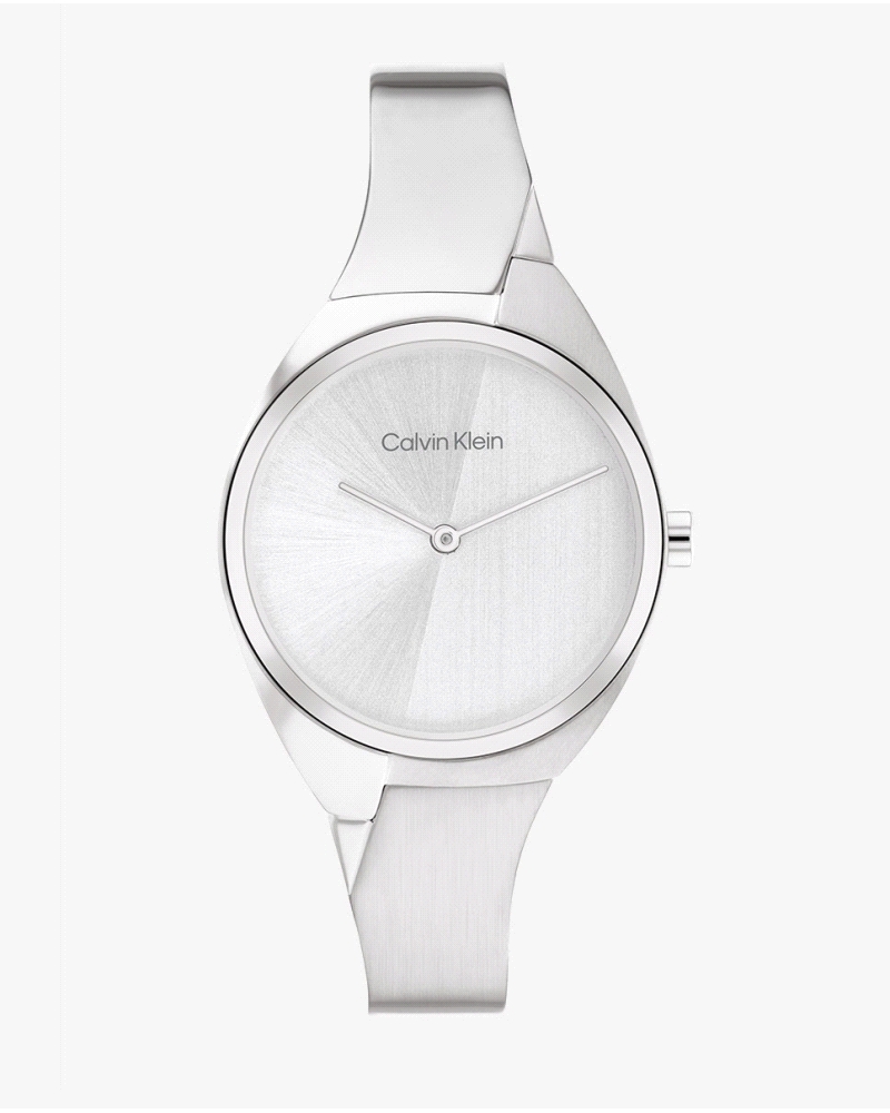 Reloj Calvin Klein Charming 25200234 de cuarzo para mujer, con caja de acero inoxidable de 30 mm, esfera plateada minimalista y 