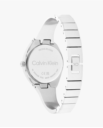 Reloj Calvin Klein Charming 25200234 de cuarzo para mujer, con caja de acero inoxidable de 30 mm, esfera plateada minimalista y 