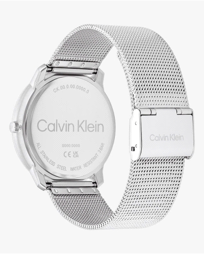 Reloj CK Iconic 25300012, de cuarzo, unisex, con caja redonda de acero inoxidable plateado de 40 mm, esfera negra minimalista y 