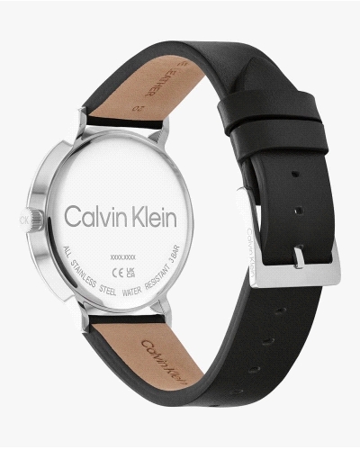 Reloj Calvin Klein Modern 25200050 de cuarzo para hombre, con caja de acero inoxidable plateado de 42 mm y esfera negra minimali