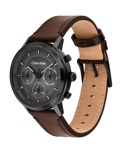 Reloj Calvin Klein Gauge 25200498 de cuarzo, multifunción para hombre, con caja de acero inoxidable negra de 41 mm y esfera gris