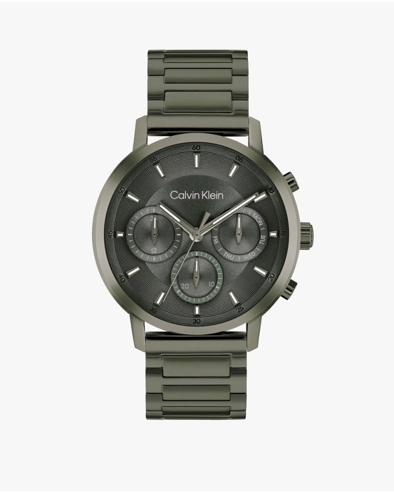Reloj Calvin Klein Gauge 25200494 para hombre, de cuarzo, con caja de acero inoxidable verde de 42 mm, esfera verde multifunción