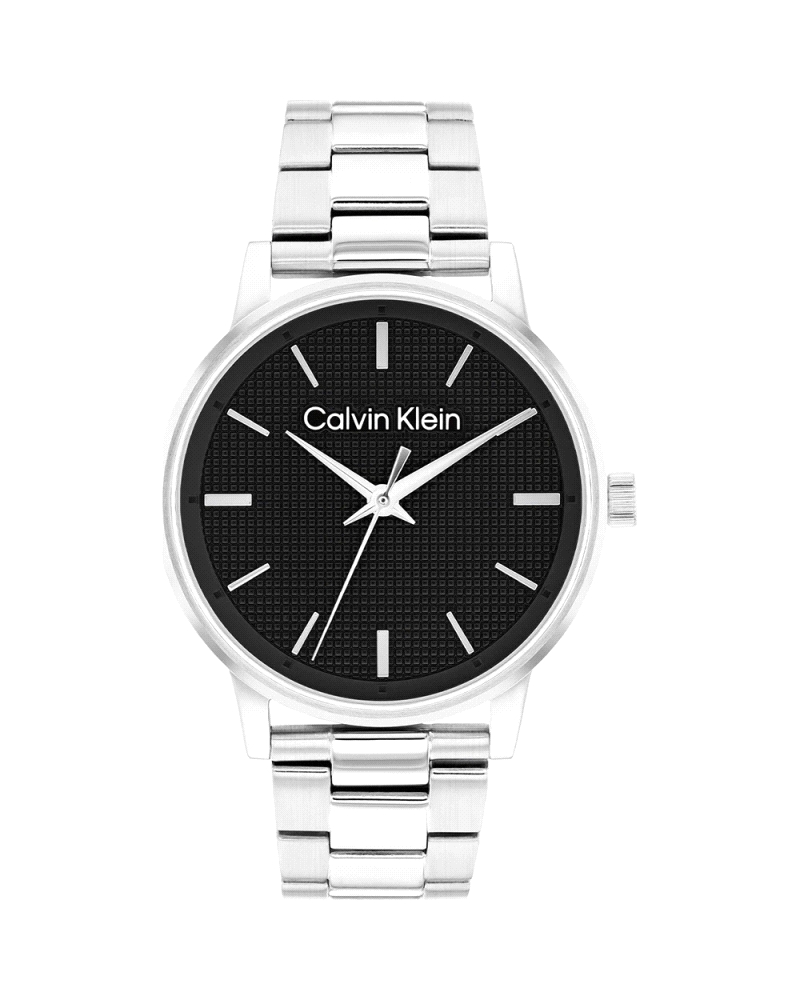 Reloj Calvin Klein Linked 25200500 para hombre, de cuarzo, con caja de acero inoxidable de 41 mm y una esfera negra texturizada,