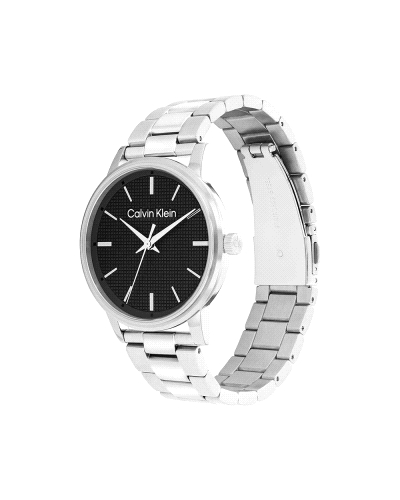 Reloj Calvin Klein Linked 25200500 para hombre, de cuarzo, con caja de acero inoxidable de 41 mm y una esfera negra texturizada,