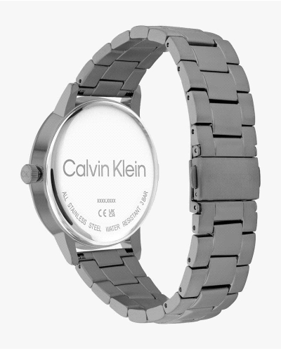 Reloj CK Linked 25200054 para hombre, de cuarzo, con caja de acero inoxidable gris de 43 mm y brazalete de eslabones a juego; es