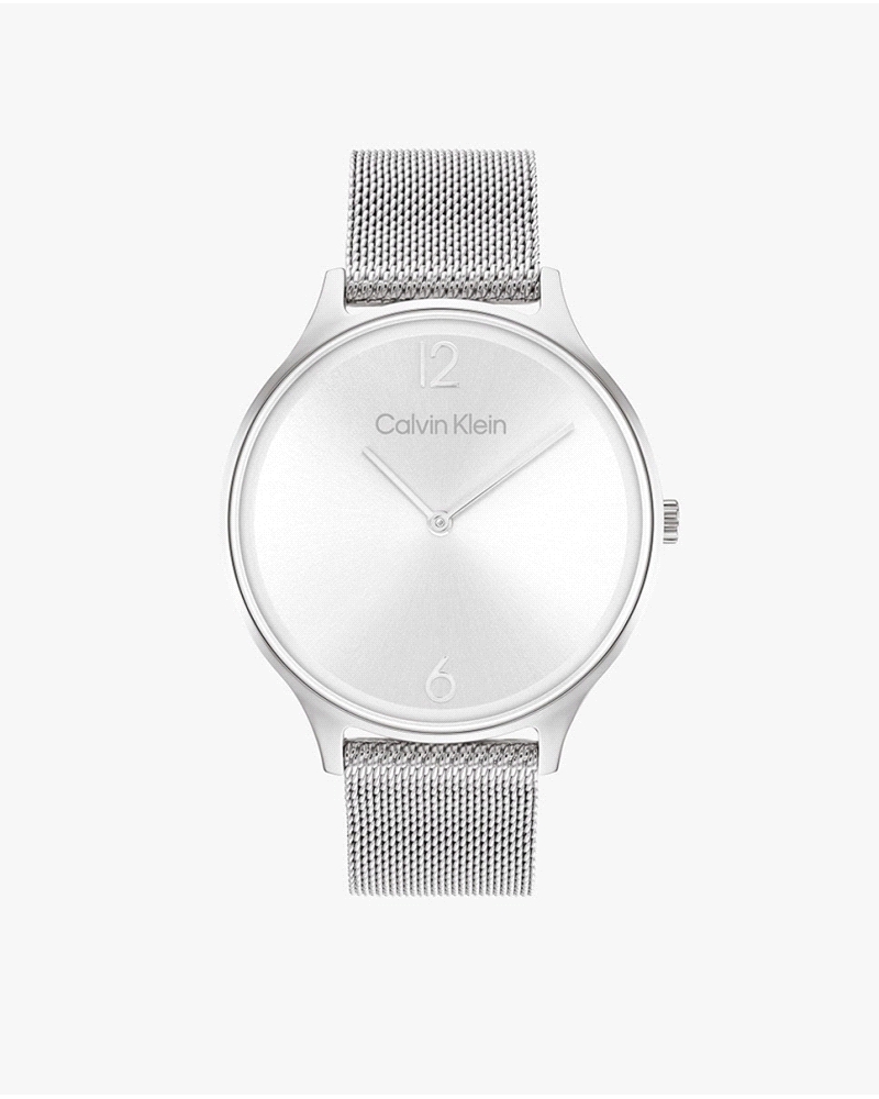 Reloj Calvin Klein Timeless Mesh 25200001 para mujer, de cuarzo, con caja redonda de 38 mm y correa de malla milanesa, todo en a
